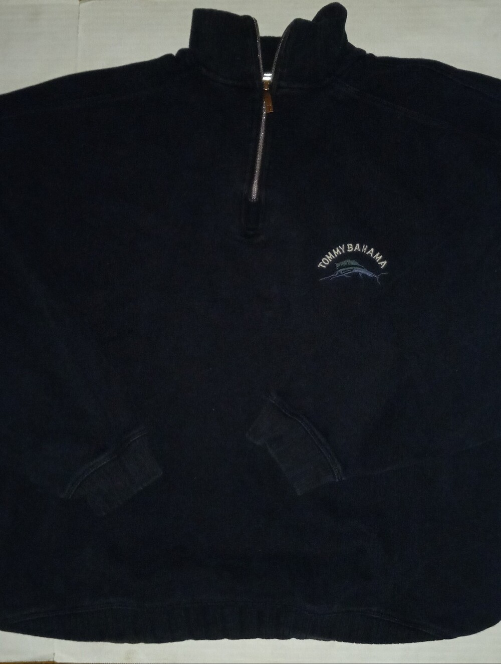 Tommy Bahama 100% Cotton 1/4 Zip Black Sweater Size Large